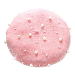 7315 Women Beret Pearl Elegant Sweet Artist French Style Beanie Cap